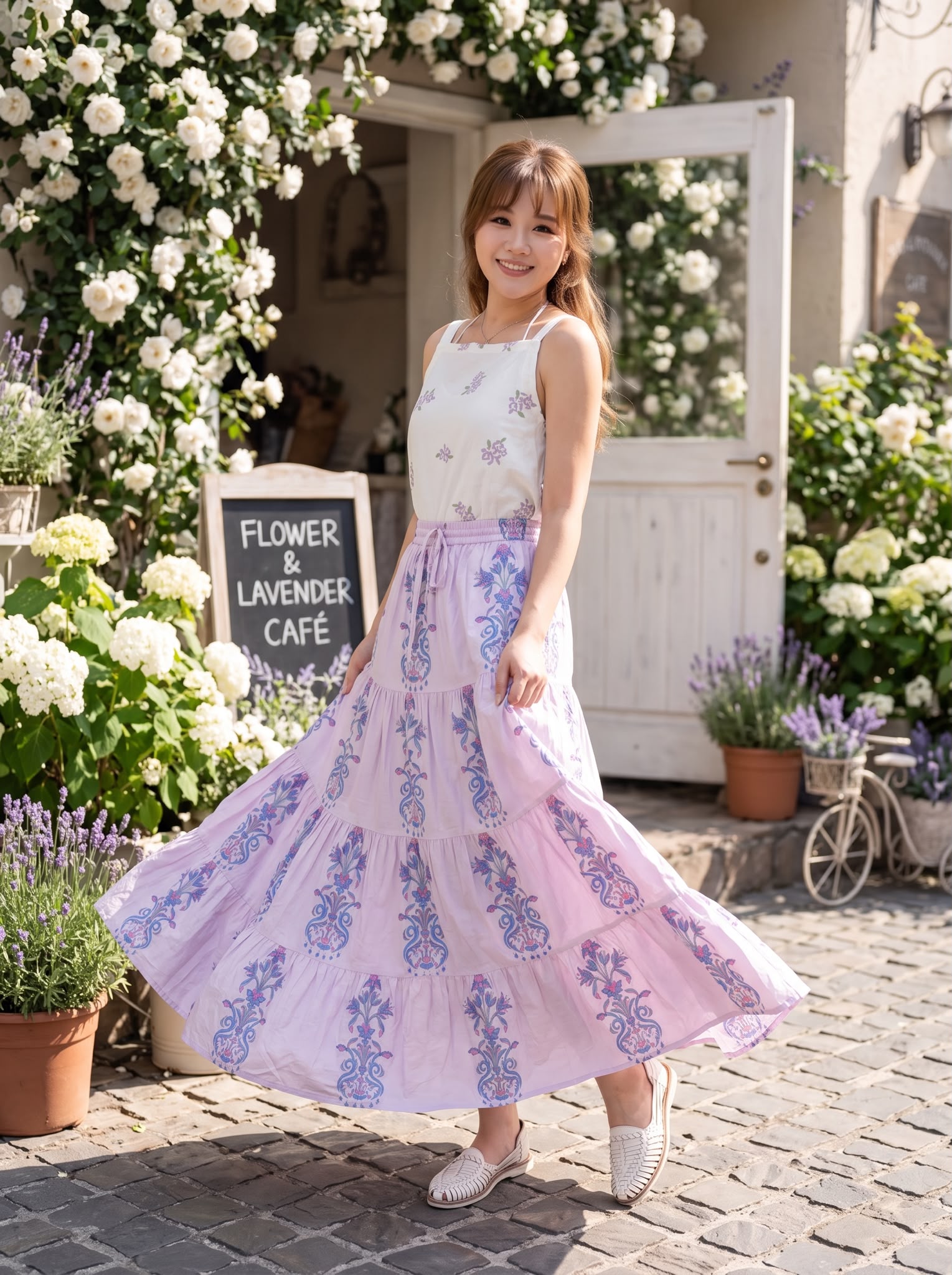 2874 Powder Pink 4 Layers Purple Fafa Skirt 41"