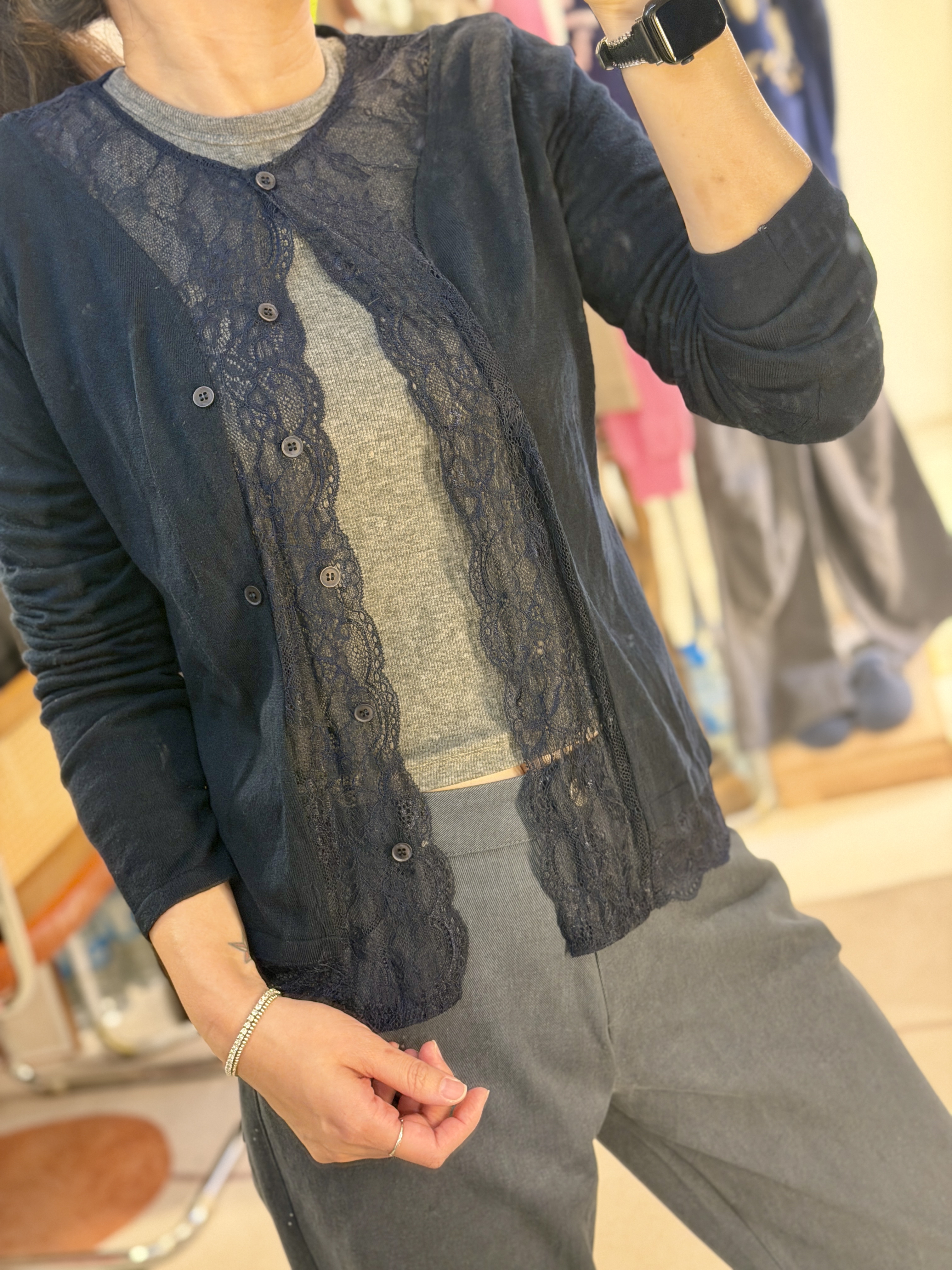 Navy soft lace cardigan