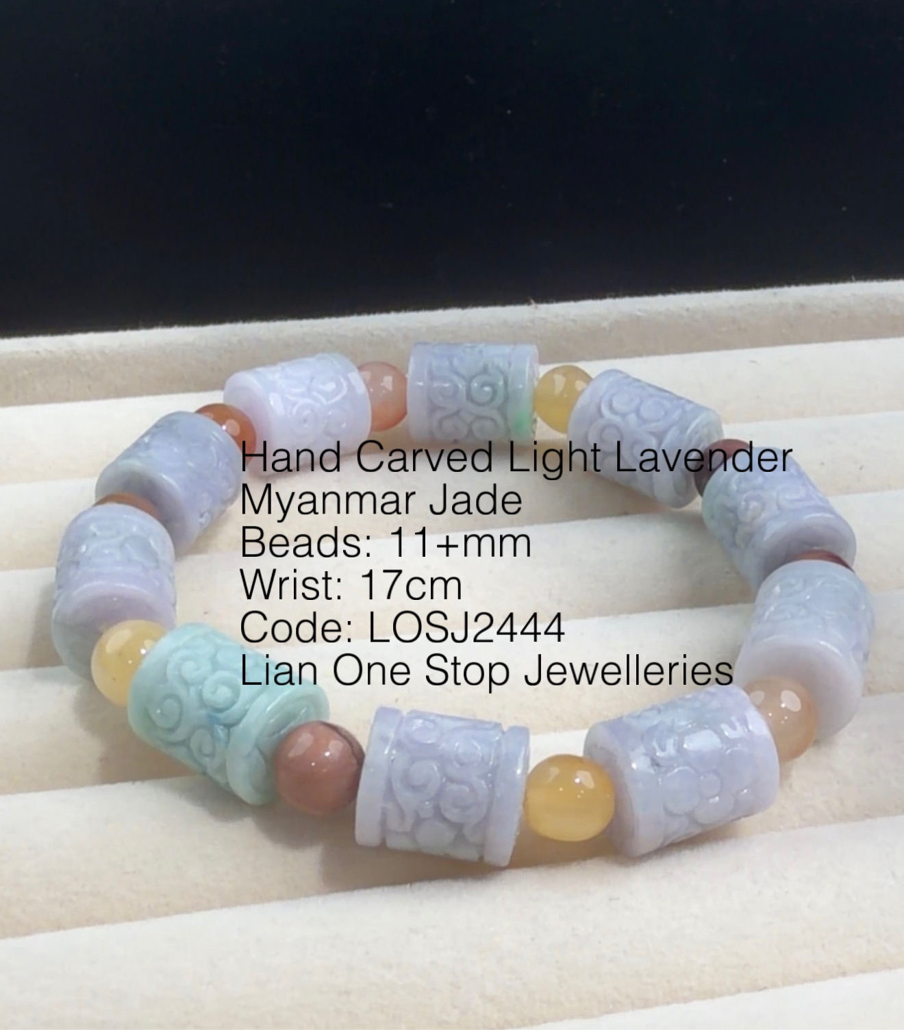 Code: LOSJ2444 Hand Carved Light Lavender Myanmar Jade 