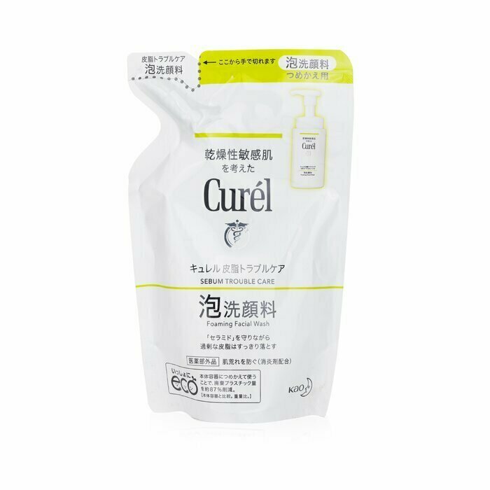 Curel - KAO 花王深層控油保濕泡沫潔面乳 130ml (綠色補充裝) -1包 現貨