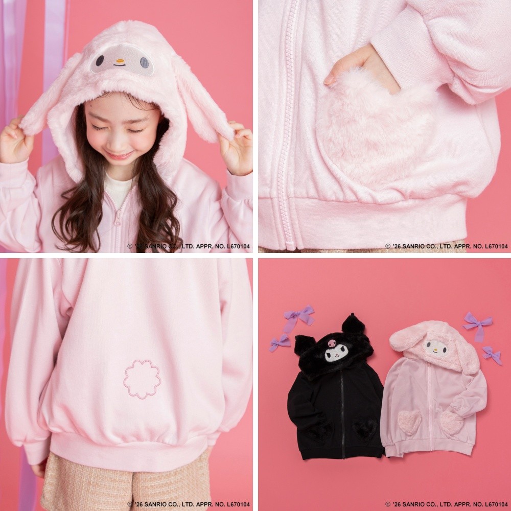 🆕【⭐訂購⭐】 🇯🇵日本直送 🌀#Melody / #Kuromi 造型連帽絨毛外套🌀 [ELJA-0288][261130]