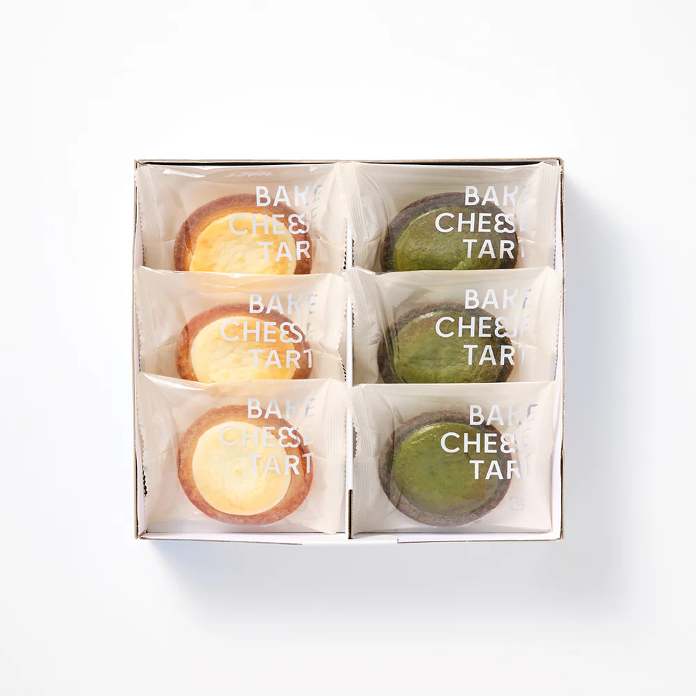 日本直送  BAKE CHEESE TART  芝士蛋撻6P BOX〈原創芝士蛋撻3個・抹茶芝士蛋撻3個〉