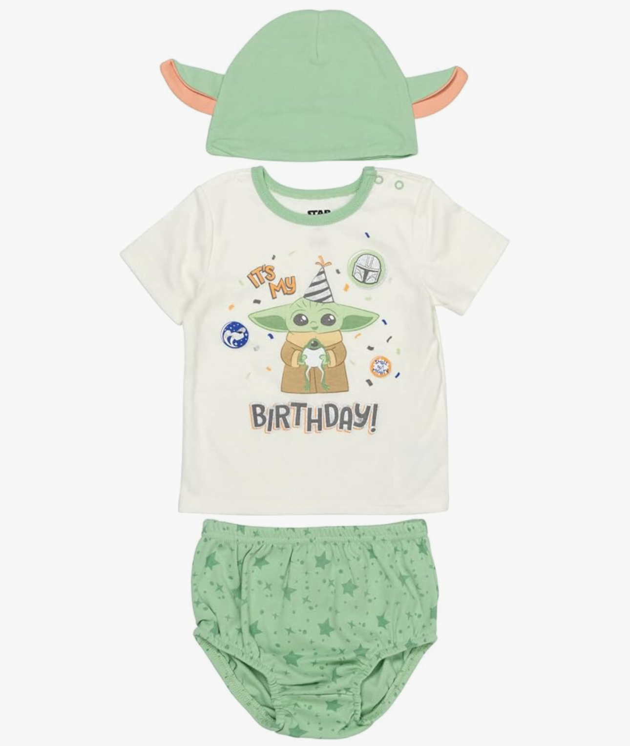 ☀️預訂 歐美直送☀️🇺🇸Star Wars系列Yoda生日印花短袖上衣燈籠褲帽子三件套