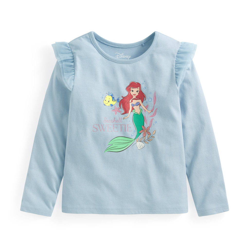 🌸預訂 台灣直送🌸迪士尼公主系列三色網紗印花純棉長袖T恤