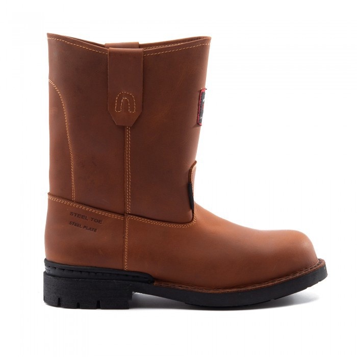 Black Hammer Men Safety High Cut With Slip On BH 4755 Steel Toe WHISKY BROWN MAROON Kasut Keselamatan