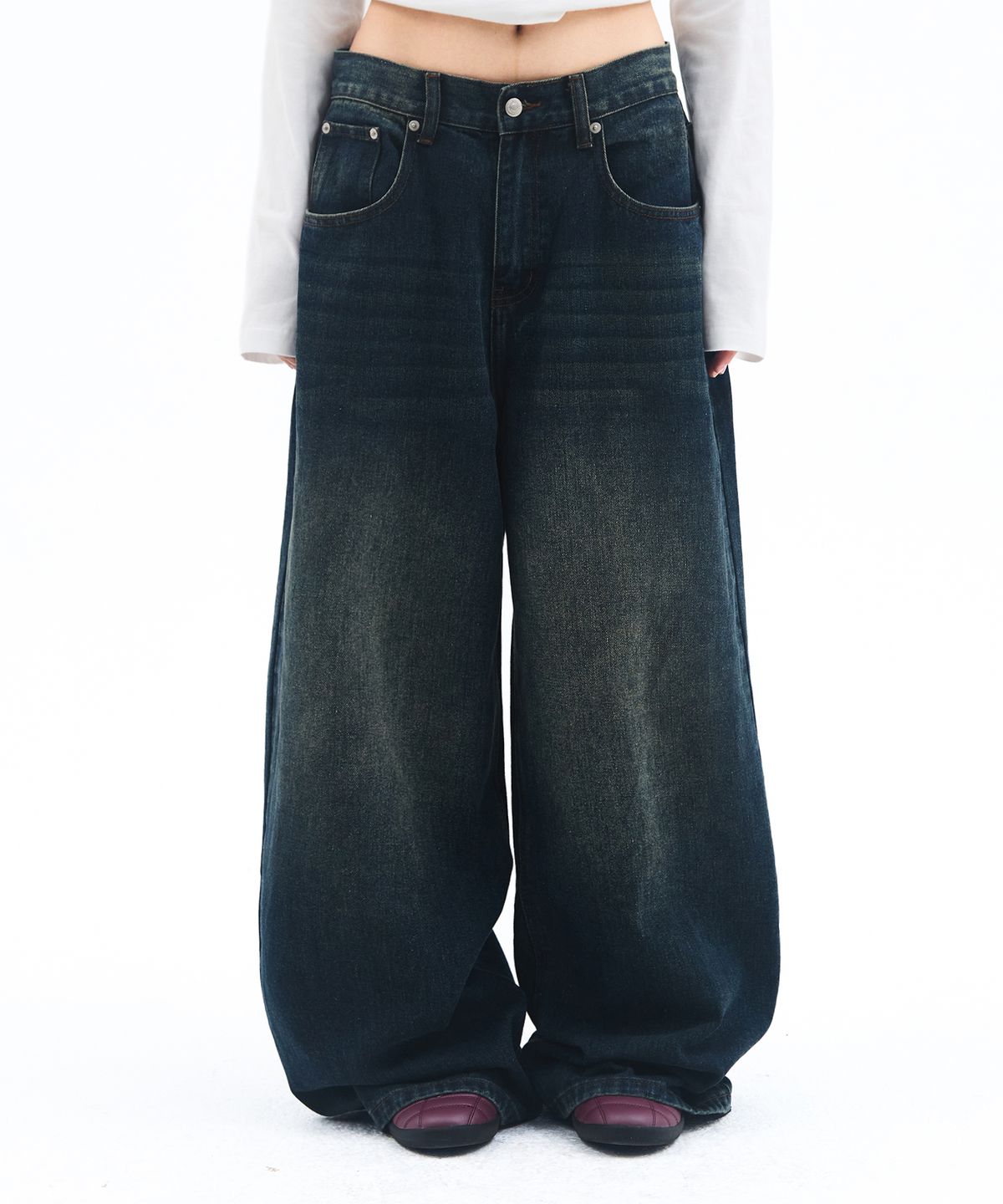 🇰🇷訂購｜AMES｜OVERFIT STITCH DENIM PANTS 3色 