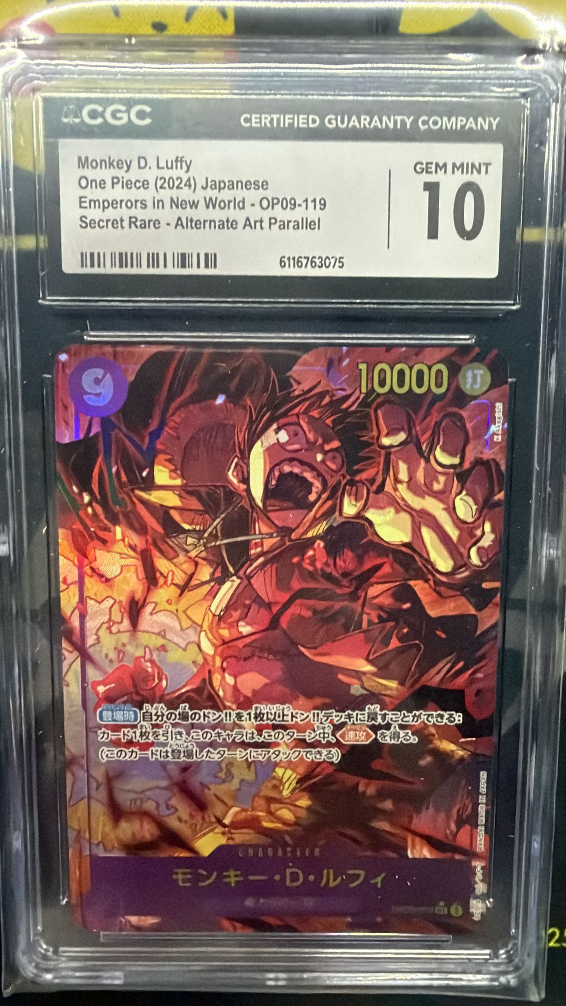 CGC 10 モンキー・D・ルフィ(パラレル/illust:K Akagishi)【SEC/P】{OP09-119}