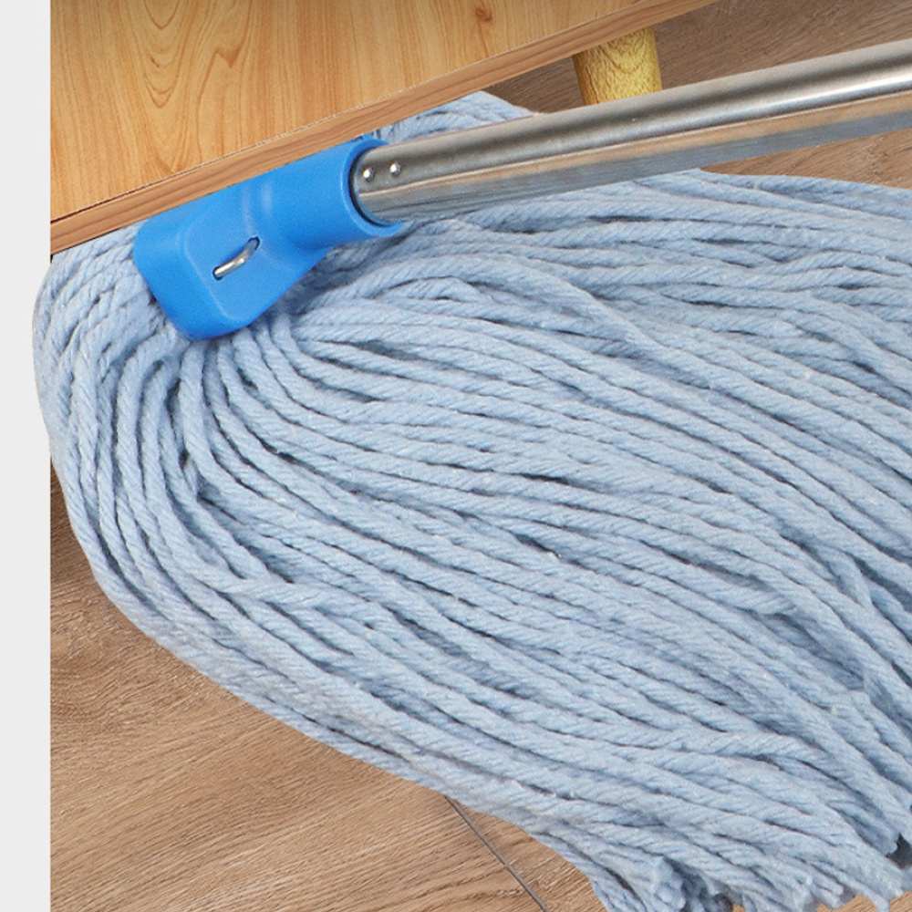 2x 加厚棉線拖把 藍色 不鏽鋼拼接桿拖把+替換拖把頭 2個一套 UB0281