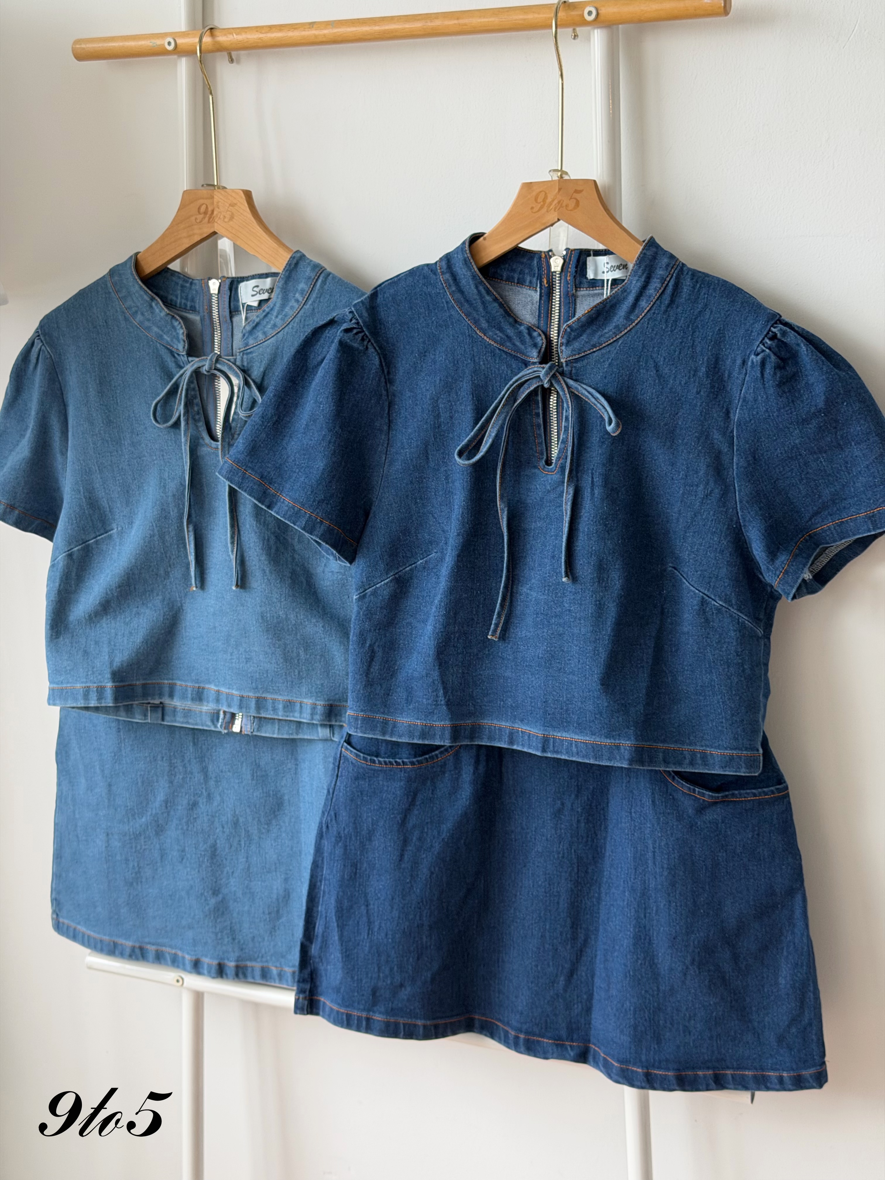 D2375 CNY Denim Matching Set - Dark Blue & Light Blue 