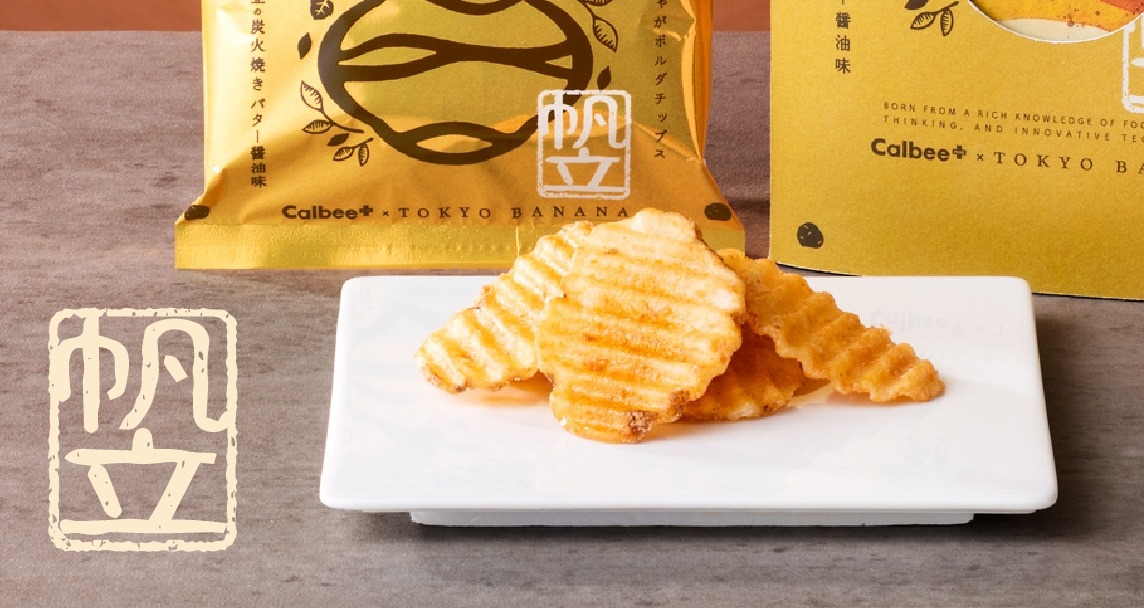 [訂購] [日本製] Calbee+ × 東京ばな奈 厚切薯片 ｜ 帆立鮮味配炭火香同バター醤油  ｜ 4袋入 ｜ 賞味期限：20-30日 {TF2605038}