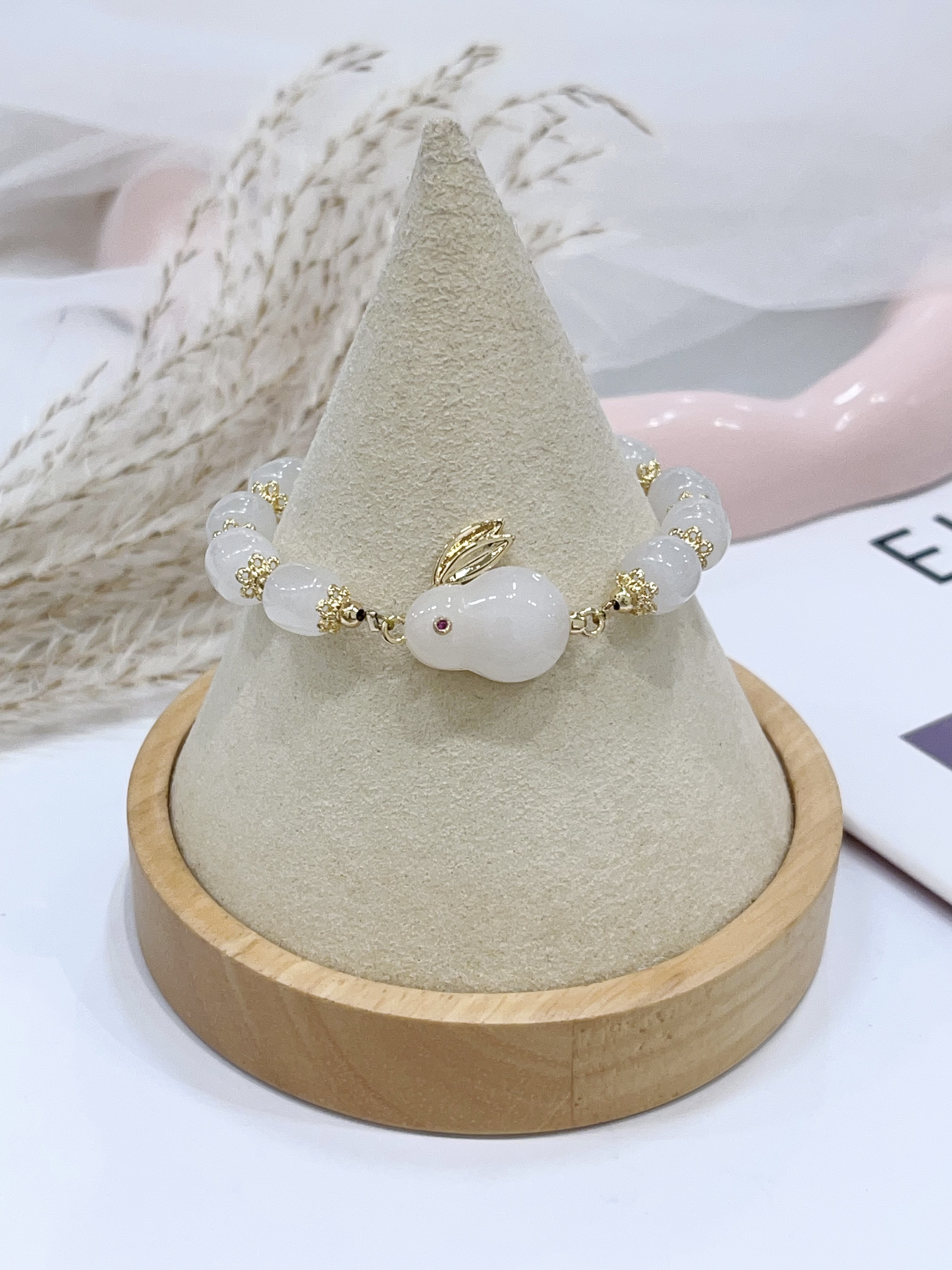 🤍🐰 和田玉 × 和田玉小白兔手串 Hetian Jade & Hetian Jade Bunny Charm | 8mm