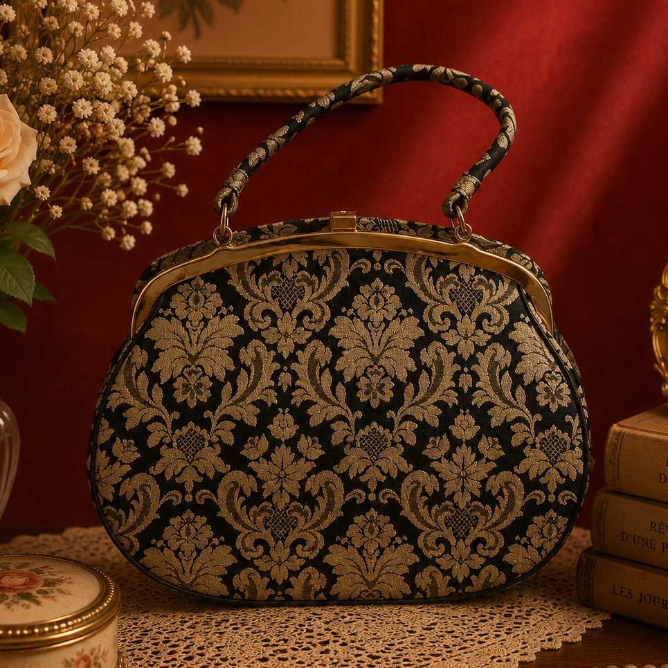 C.a. 1950s American Lewis Classic Pattern Jacquard Handbag(EA1668)