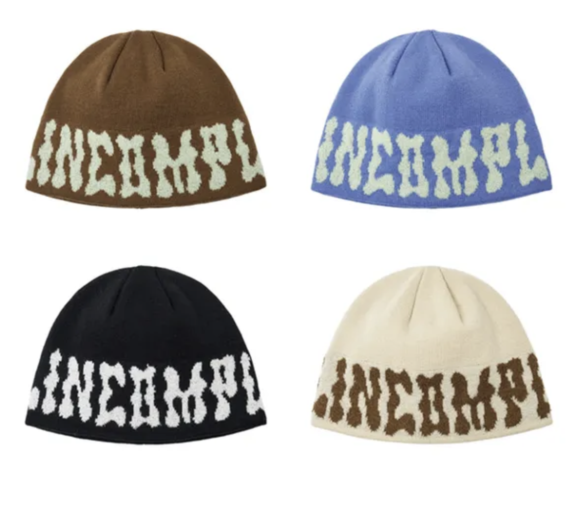 金泰亨同款｜韓國 ALLINCOMPLETE 針織毛球提花冷帽 4色選｜PomPom Logo Jacquard Beanie