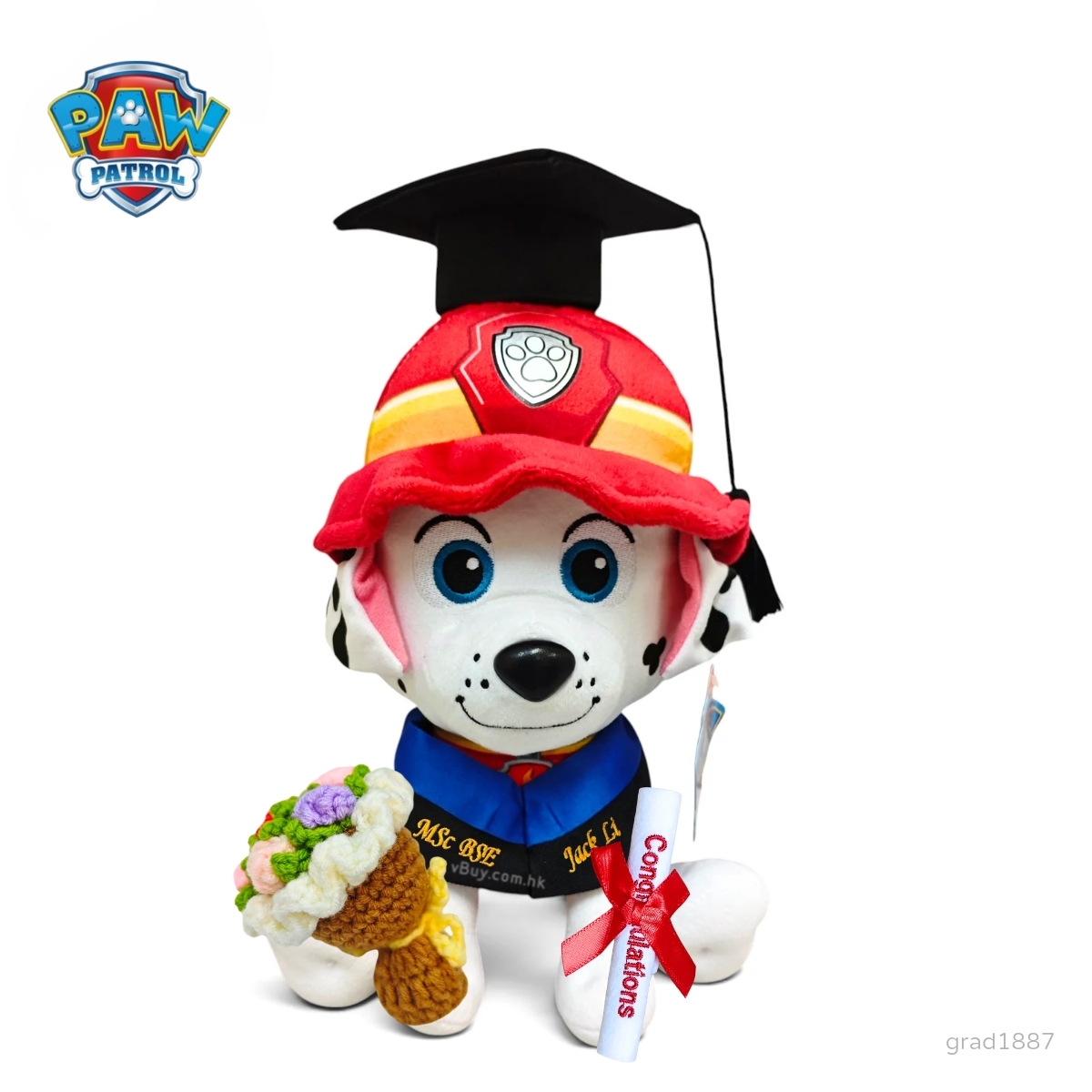 Marshall 畢業公仔 Paw Patrol 汪汪隊毛毛畢業禮物公仔 24cm坐款  香港現貨 可加