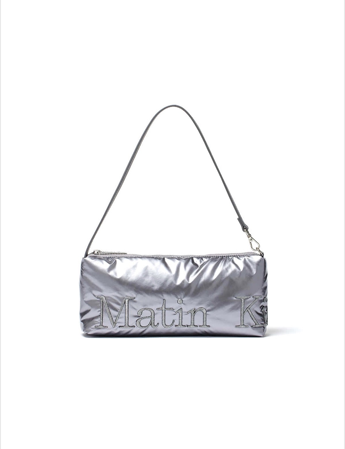 MATIN KIM特價場 GLOSSY LOGO STITCH MINI SHOULDER BAG IN SILVER
