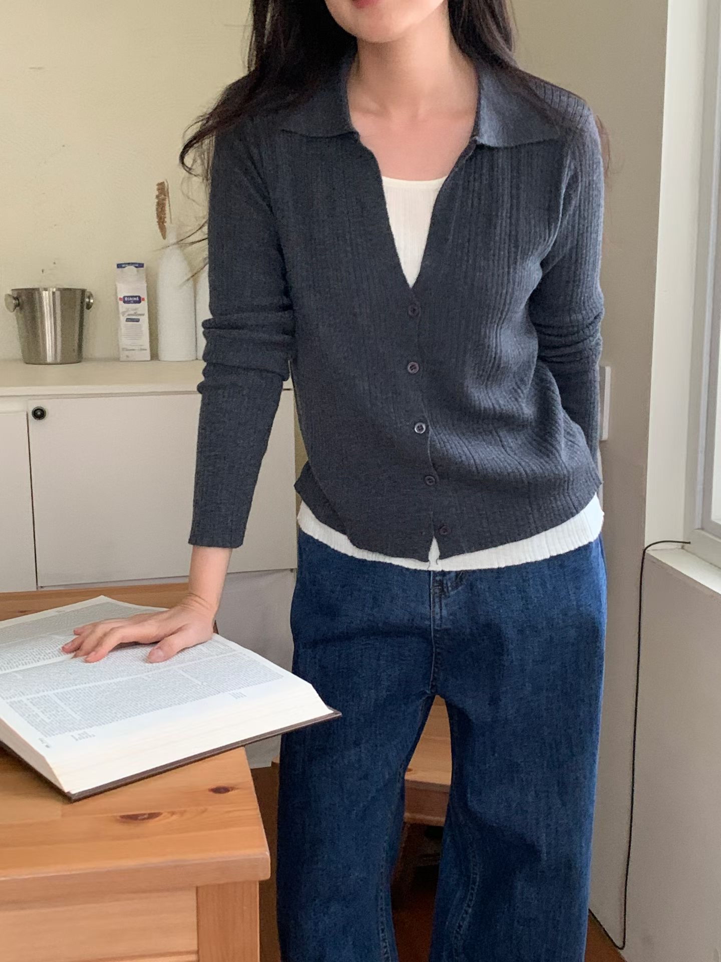 假2件開胸薄針織