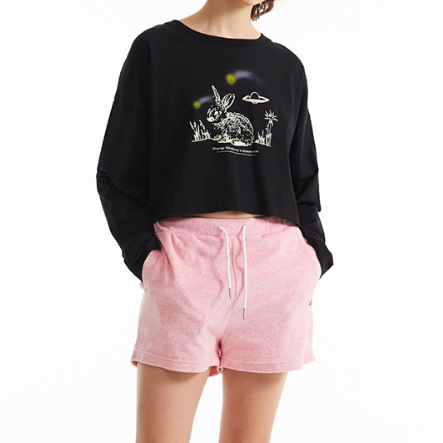 [清貨優惠][KIRSH] WITTY BUNNY SKETCH CROP T-SHIRT (2種)