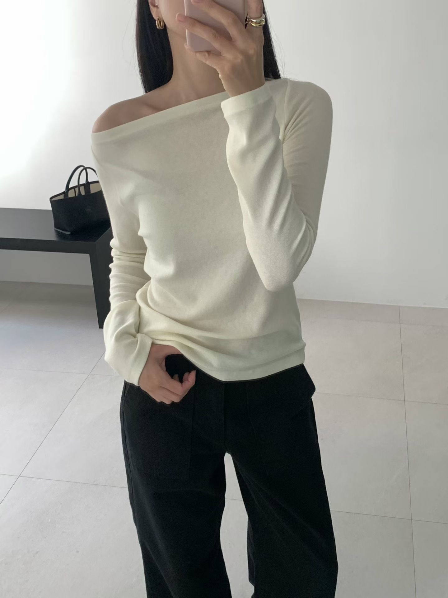 Boatneck wool basic tee 