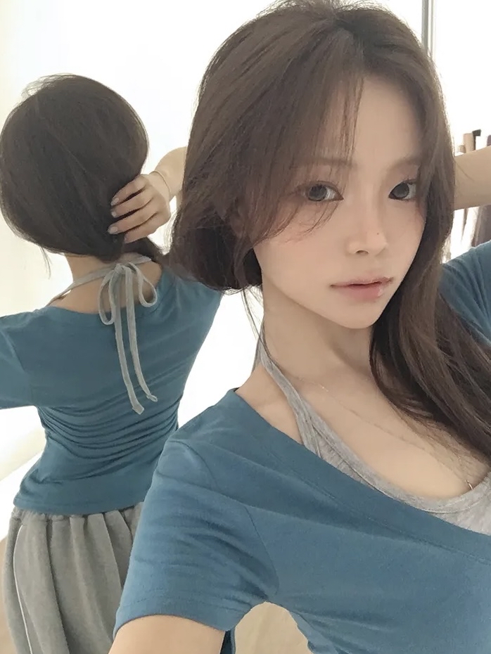 Halter Neck Layered V-Neck Top