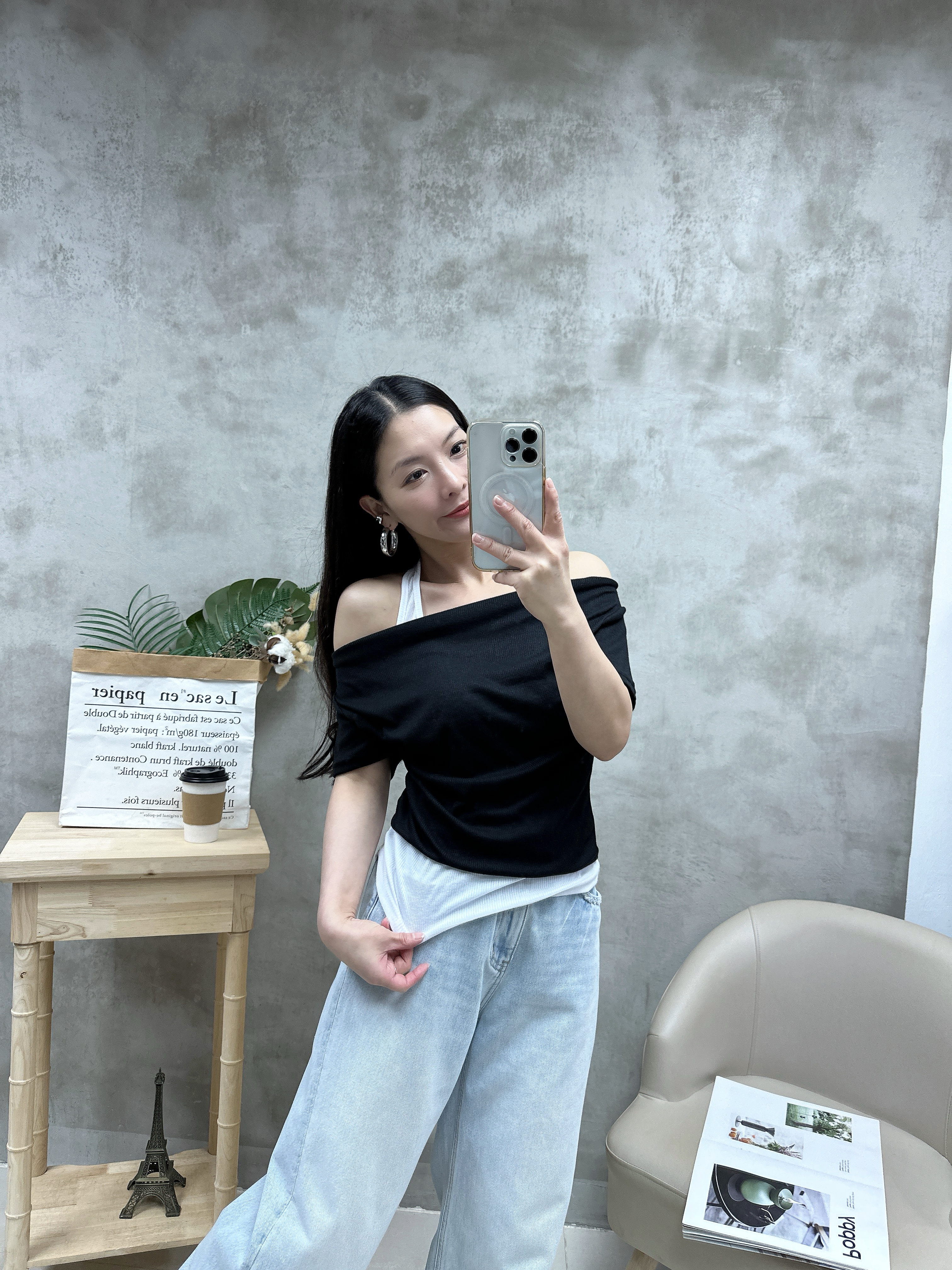 K15 假兩件拼色top