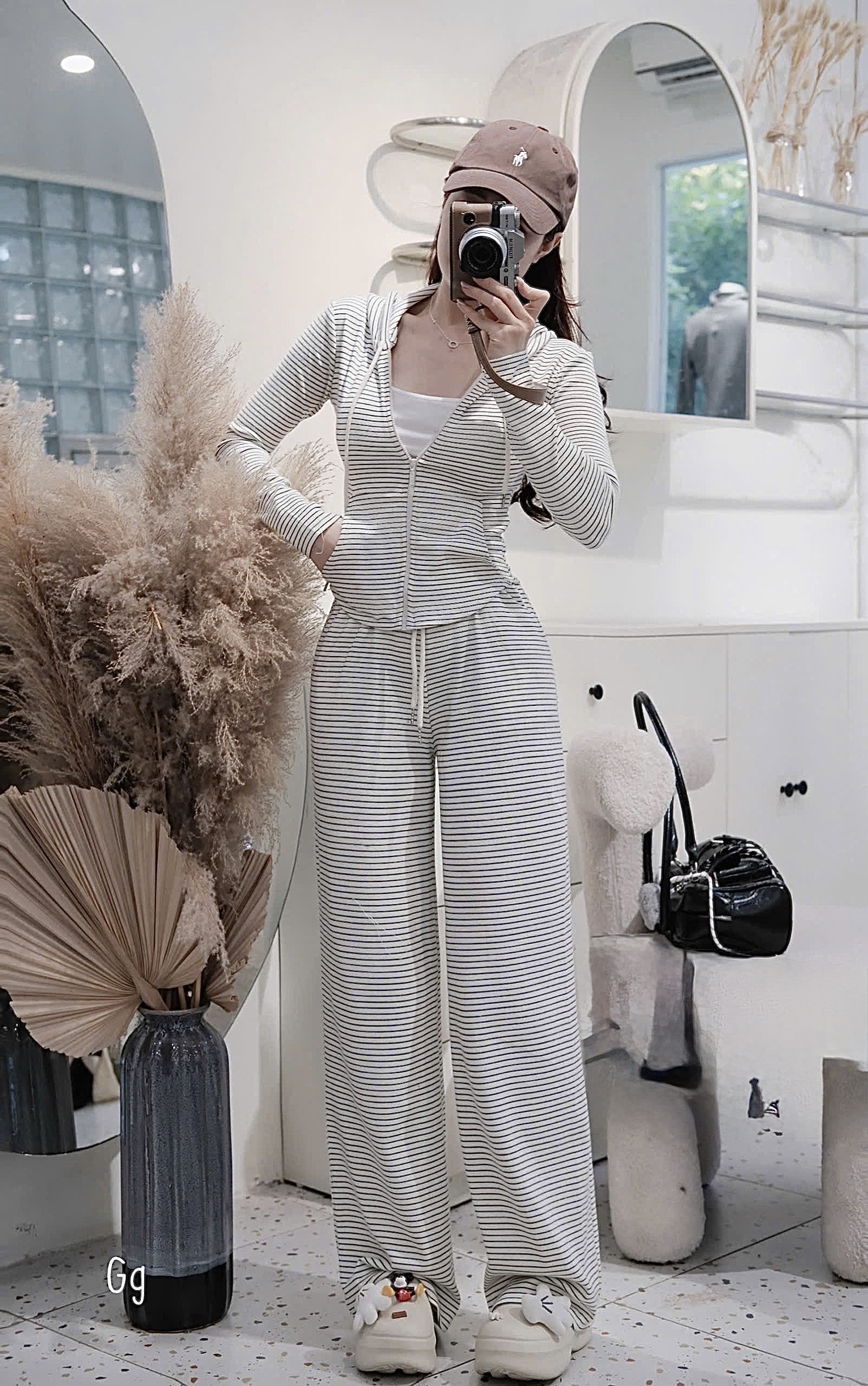 條紋家居服套裝，三件套