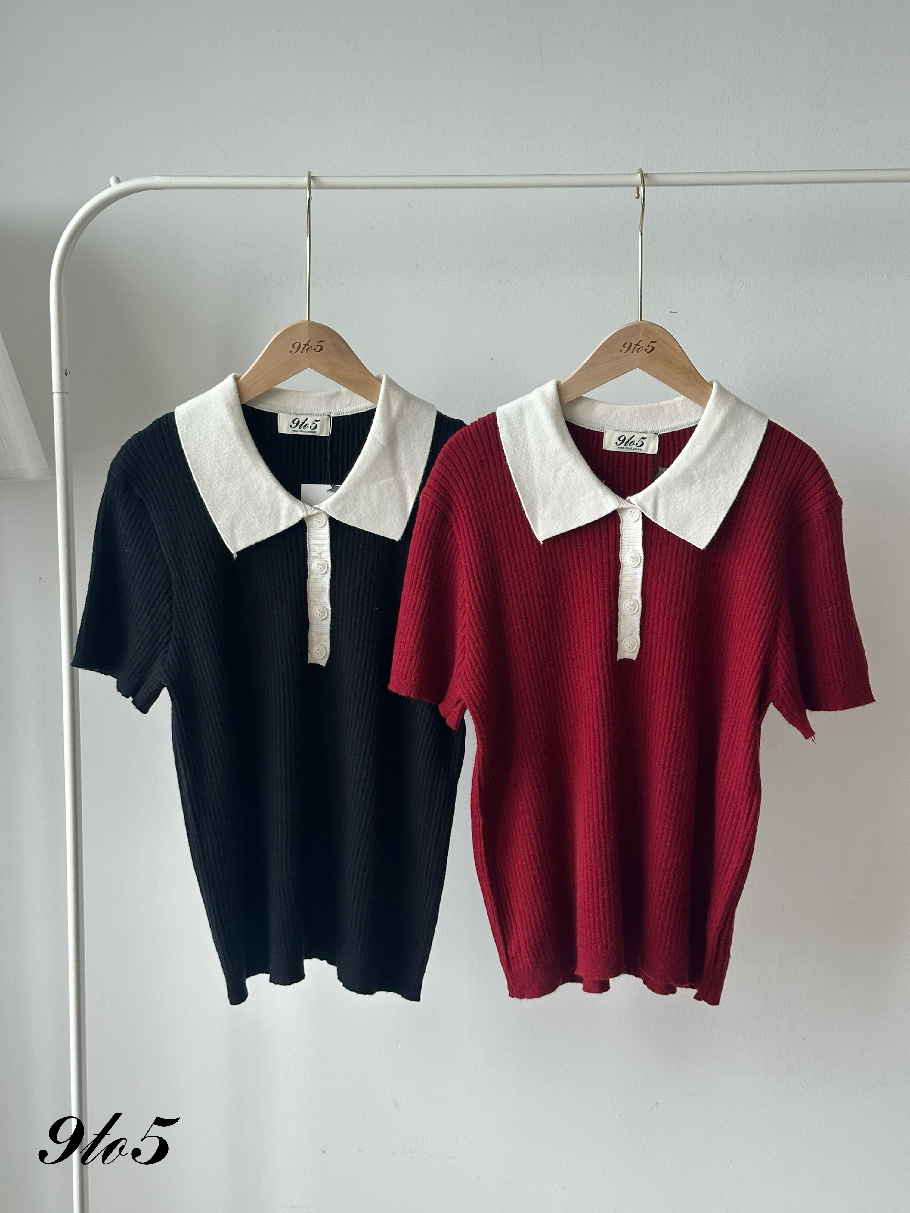 T4285 Contrast Knit Polo Tee - 4 Colors 
