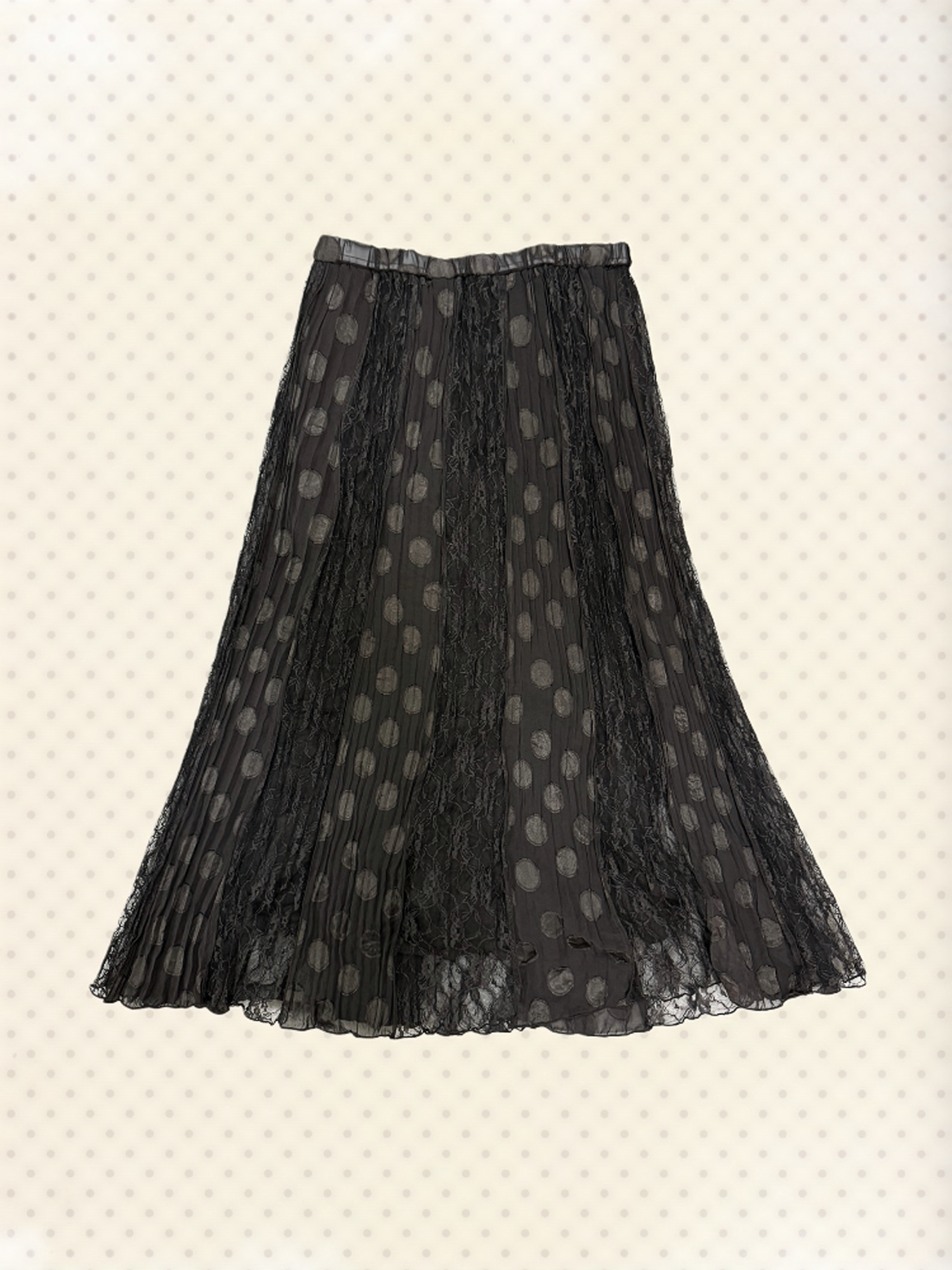 Pleated Midi Skirt with Transparent Dots