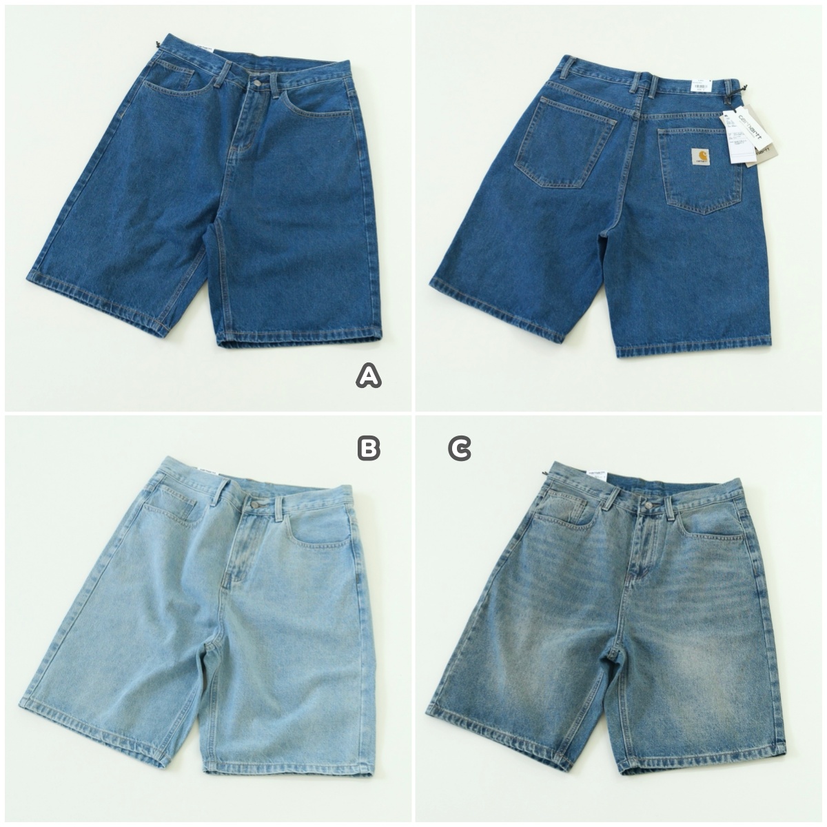 Carhartt WIP 口袋方標直筒牛仔短褲
