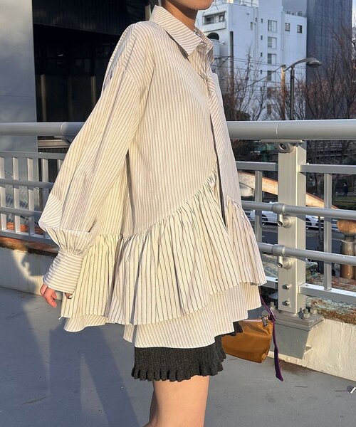 多層束腰襯衫裙【JT041】