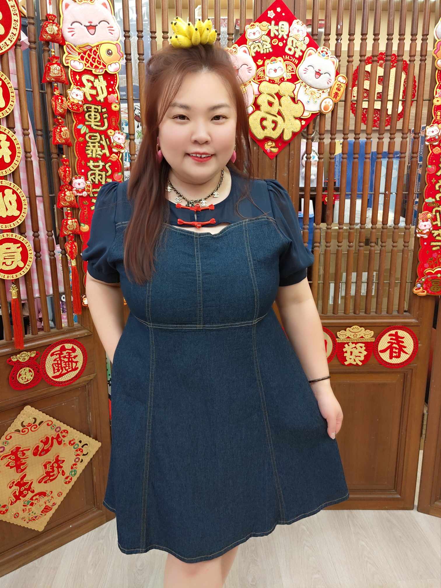 OTC03 TW#5837 盘扣网纱连衣裙