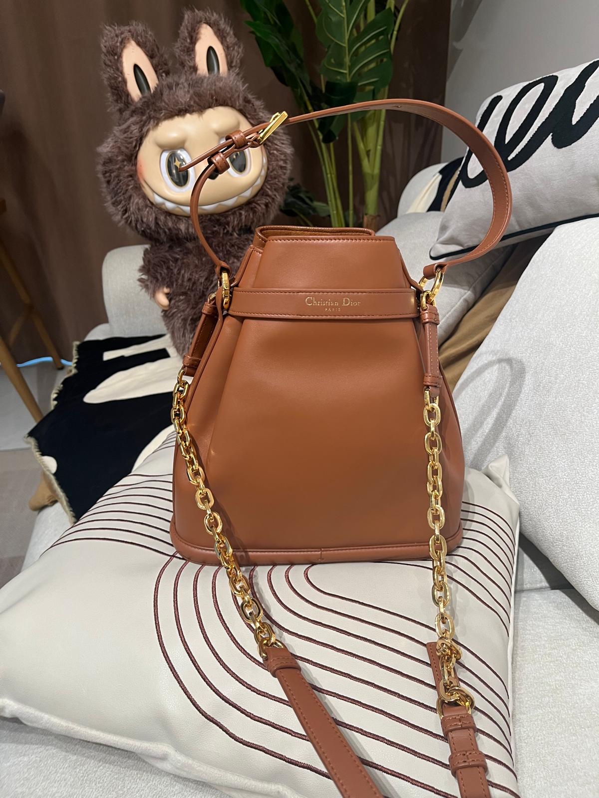 Dior C'EST Christian Dior Calfskin Medium Tan 100%Authentic, 98%New ✅Dust bag