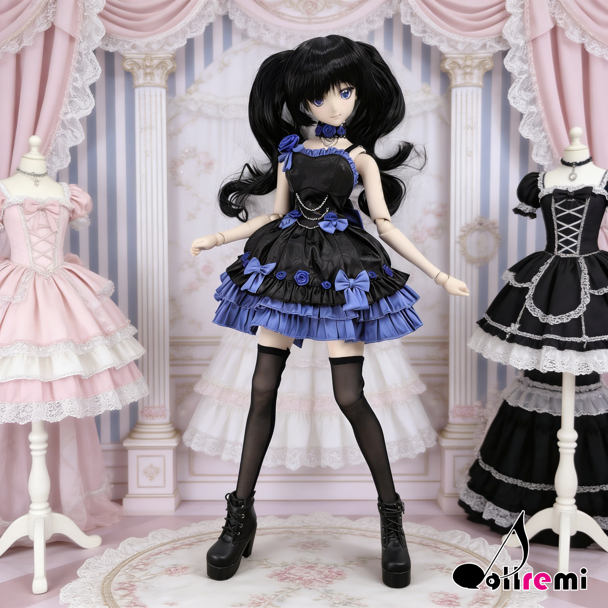 【dollremi】(DD0912) 午夜藍調協奏曲洛麗塔連衣裙 Nocturne in Blue Lolita One-piece