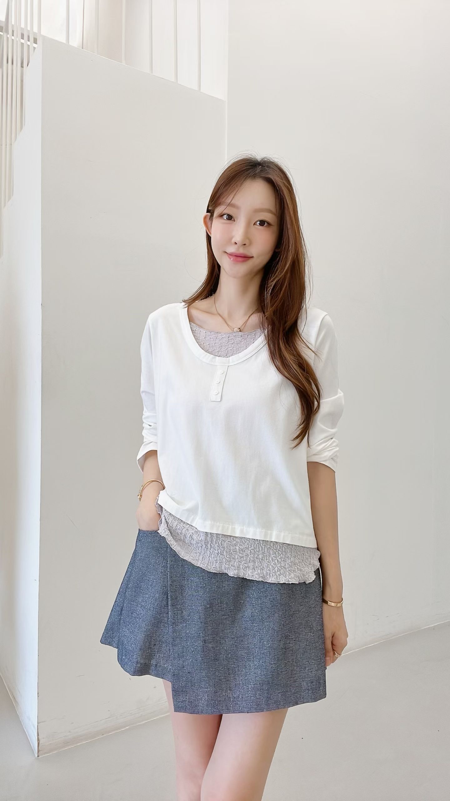 FV19 拼色假2件Top 