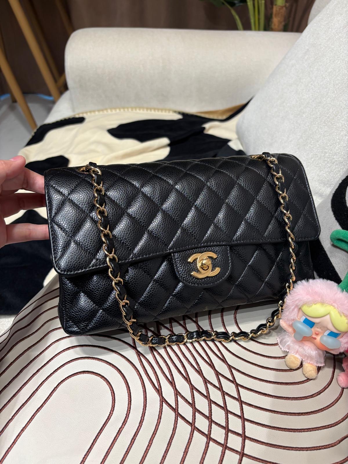 Chanel Classic A01112 黑色荔枝牛皮金鏈 100%Authentic, 98%New ✅收據✅Card✅Dust bag✅Box