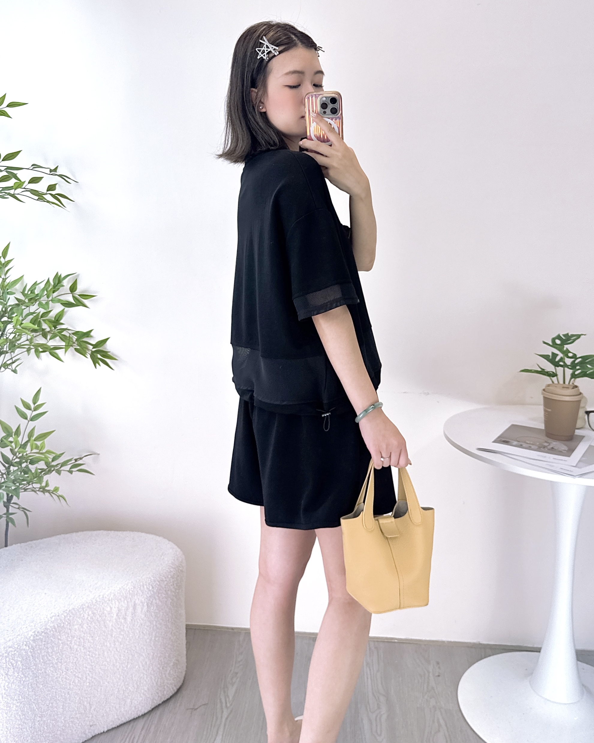 柔軟竹節棉可索繩上衣 2色