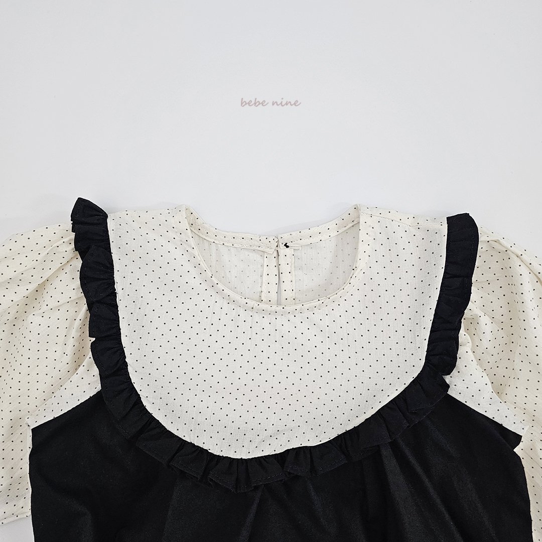 🌸預訂 韓國直送🌸🇰🇷Bebenine兩色碎花波點荷葉花邊闊領寬鬆長袖包屁衣