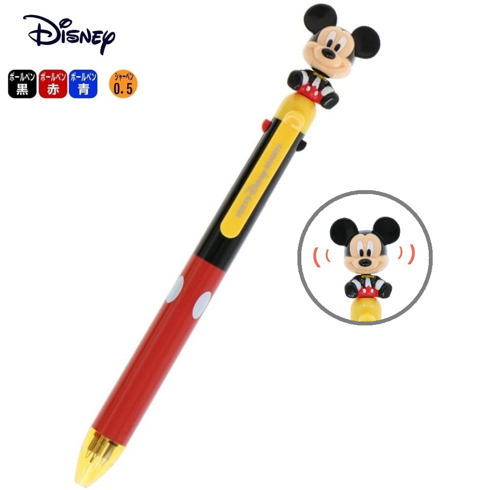 現貨｜【日本 Disney Store 限定】Mickey Mouse 日本版 搖頭 4用筆 3色原子筆 + 鉛芯筆 059603