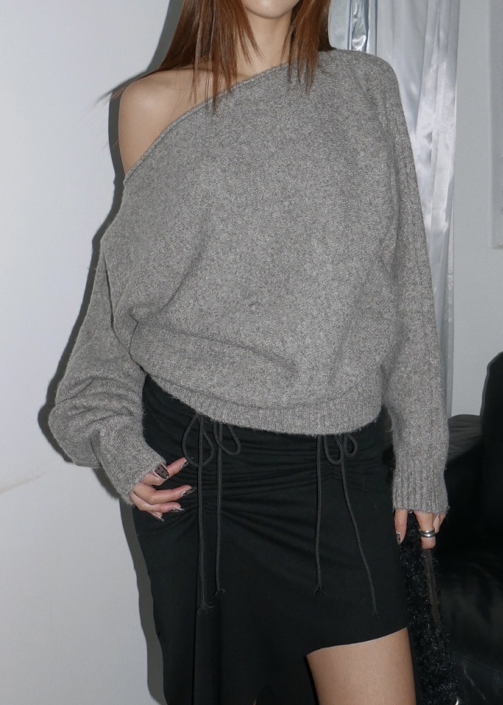 Asymmetric Off-Shoulder Knit