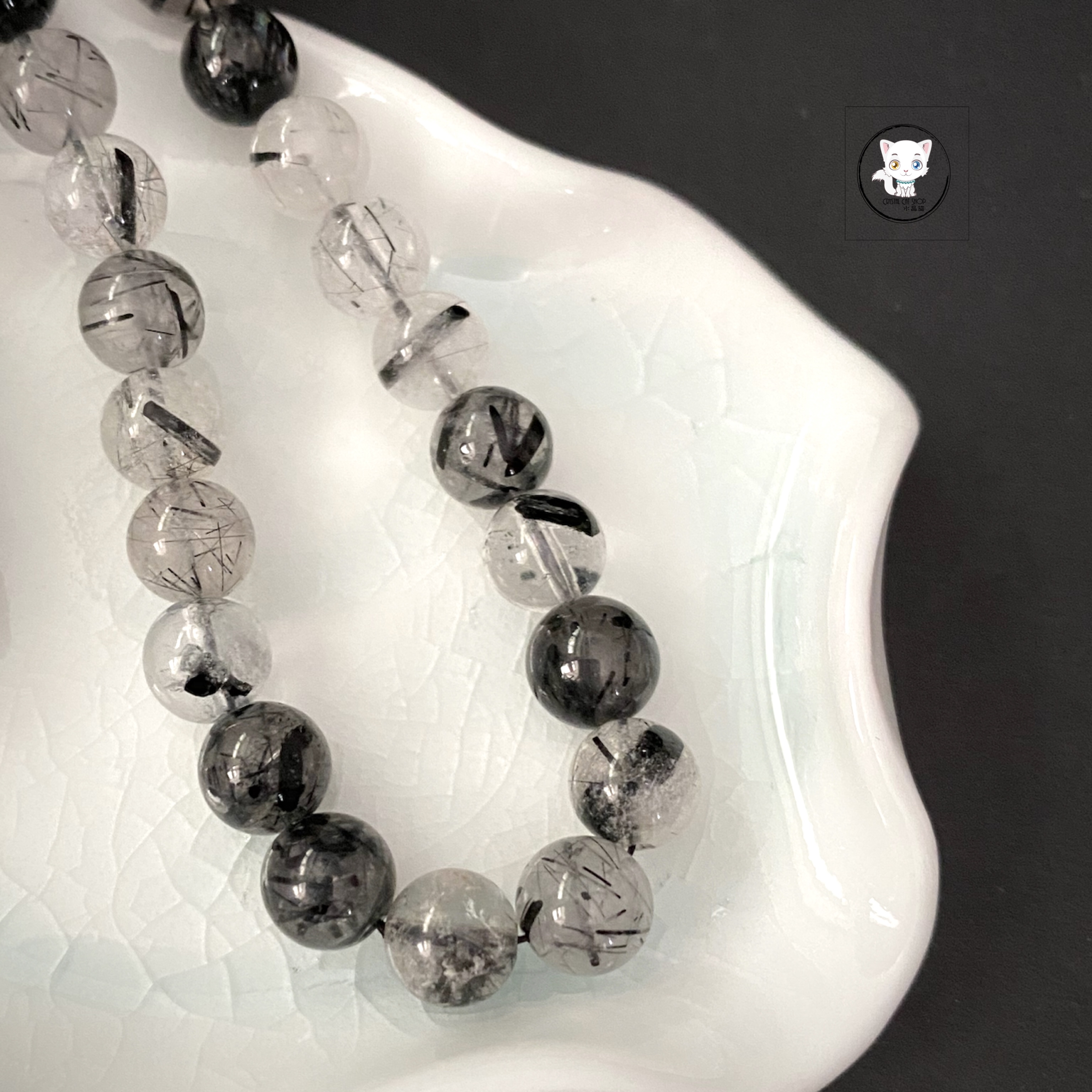 天然黑髮晶手鏈 8mm