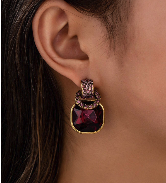 Crimson Luxe Gem Drop Earrings