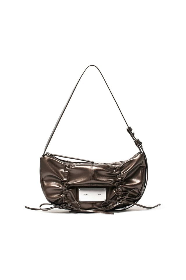 200%正規品保障 [MATIN KIM] HALF SHIRRING RIBBON ROUND BAG Matin Kim Half Shirring Ribbon Round Bag In Black (Preorder