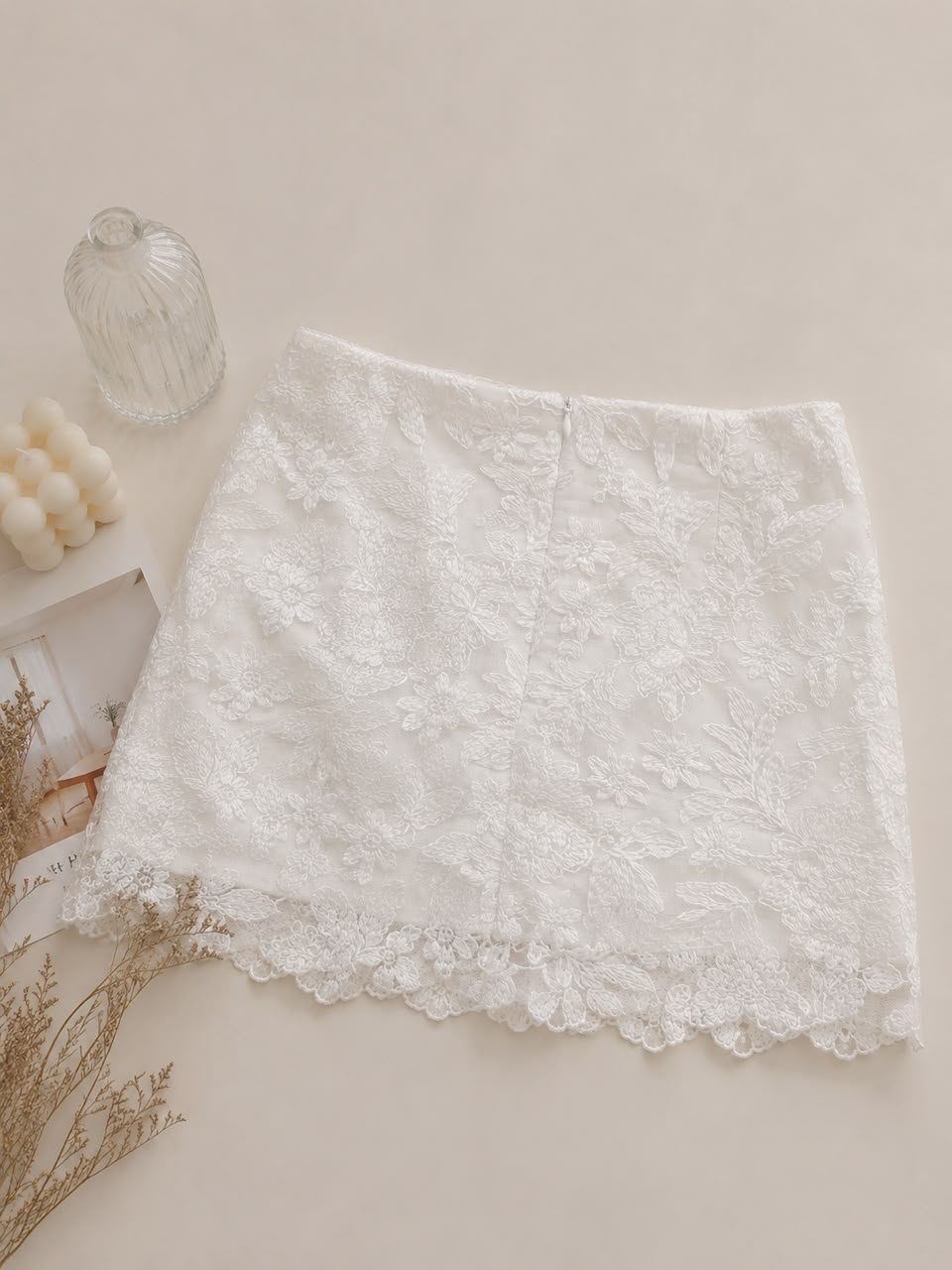 A021020 Korean Floral Lace Mini Skirt