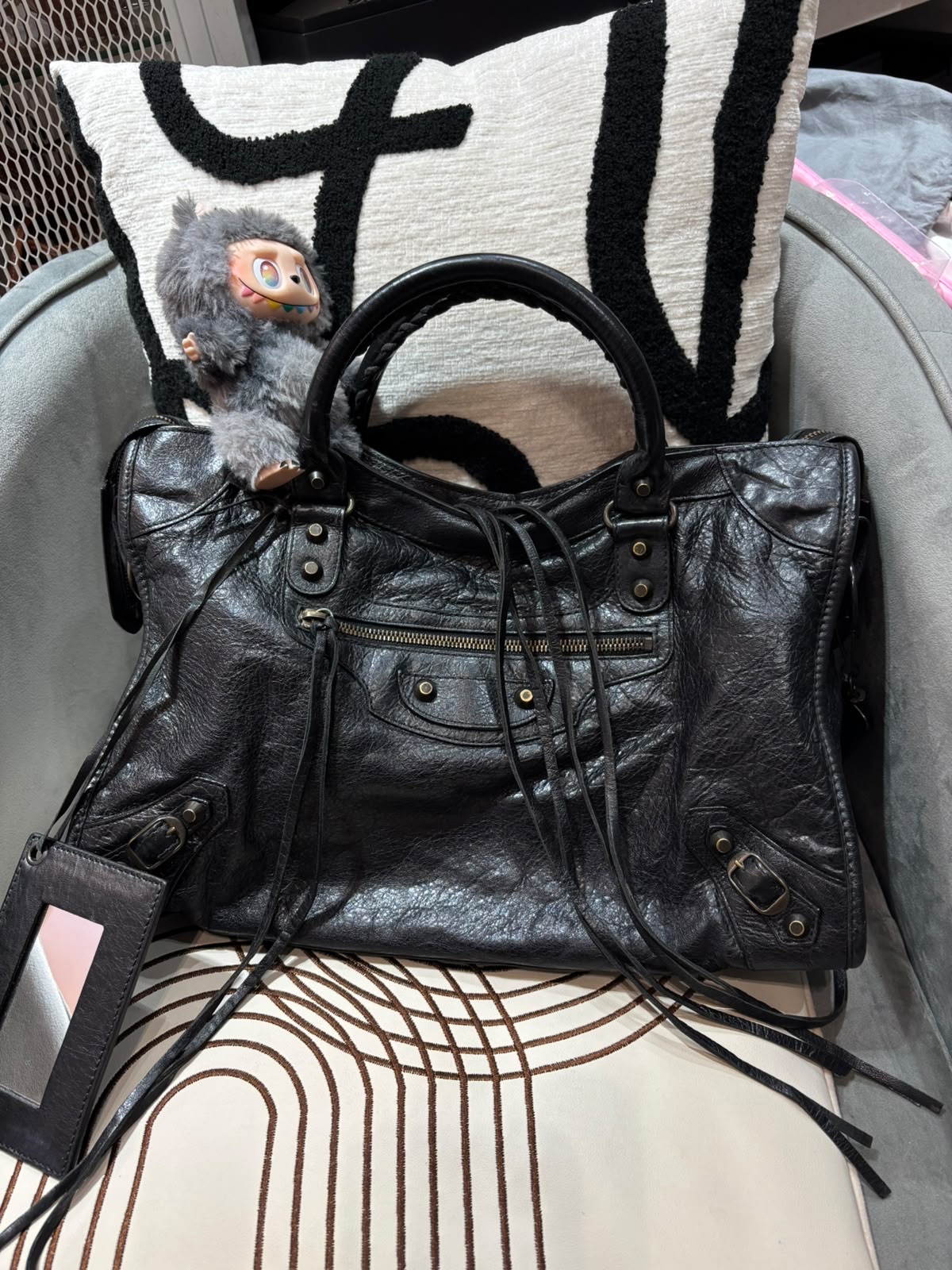 Balenciaga city medium 黑色山羊復古釘100%Authentic,93%new  ✅mirror ✅dust bag