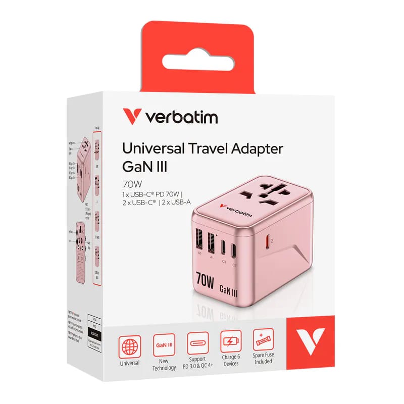 Verbatim 70W GaN III 萬用旅行轉接器