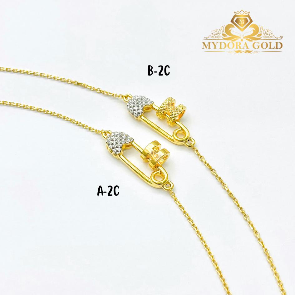 MYDORA Rantai Tangan Fesyen Safety Pin + Bead H l EMAS 916/22K