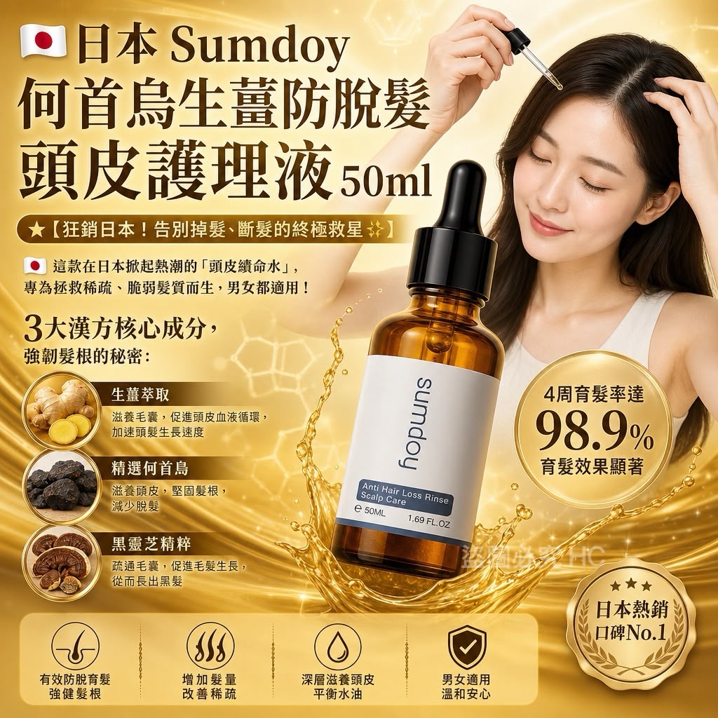 【預訂】日本 Sumdoy 何首烏生薑防脫髮頭皮護理液 50ml
