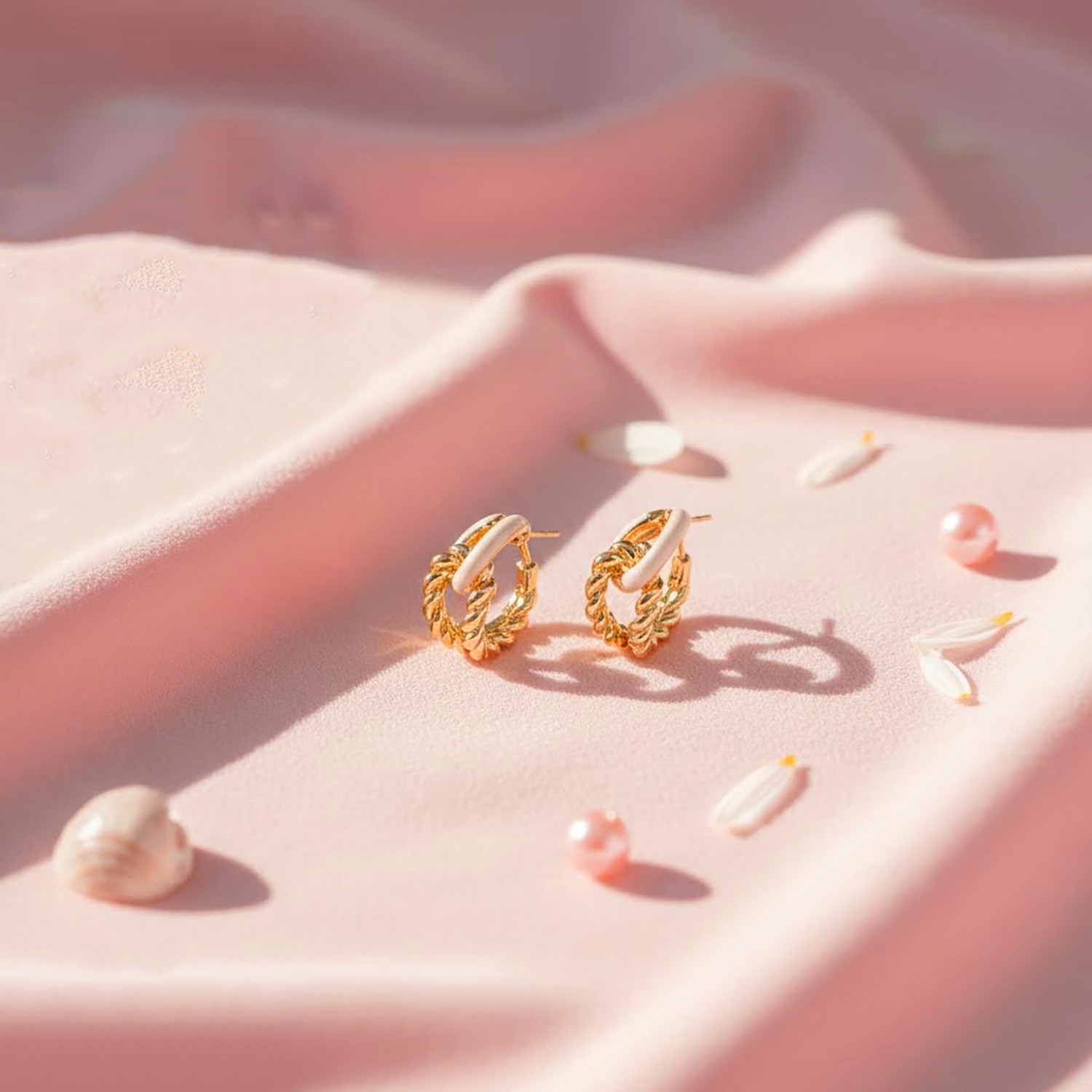 BY - 銅環流轉耳環 (象牙白色款)