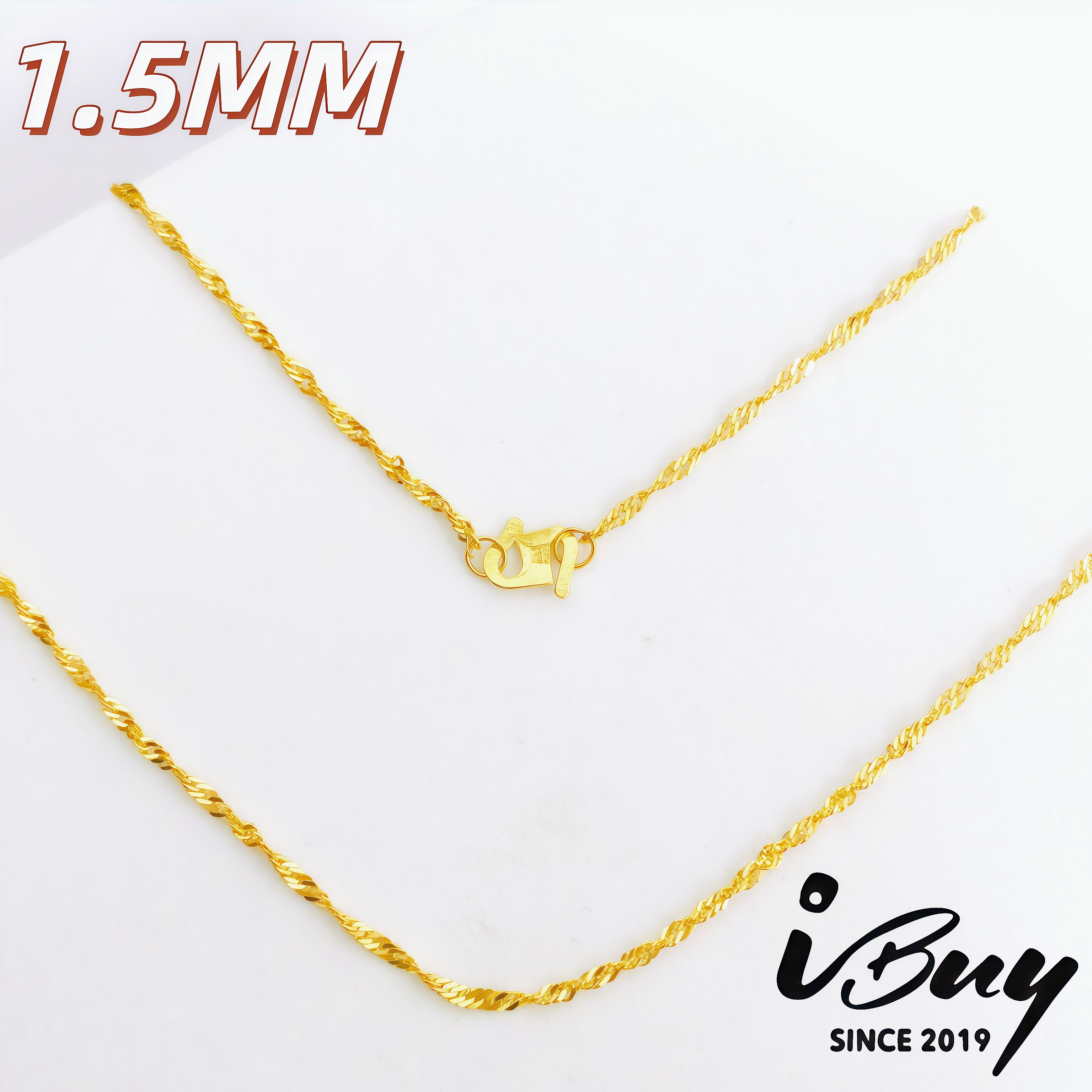 916 GOLD 1.5MM DISCO CHAIN NECKLACE 916 金 1.5MM 水波项链