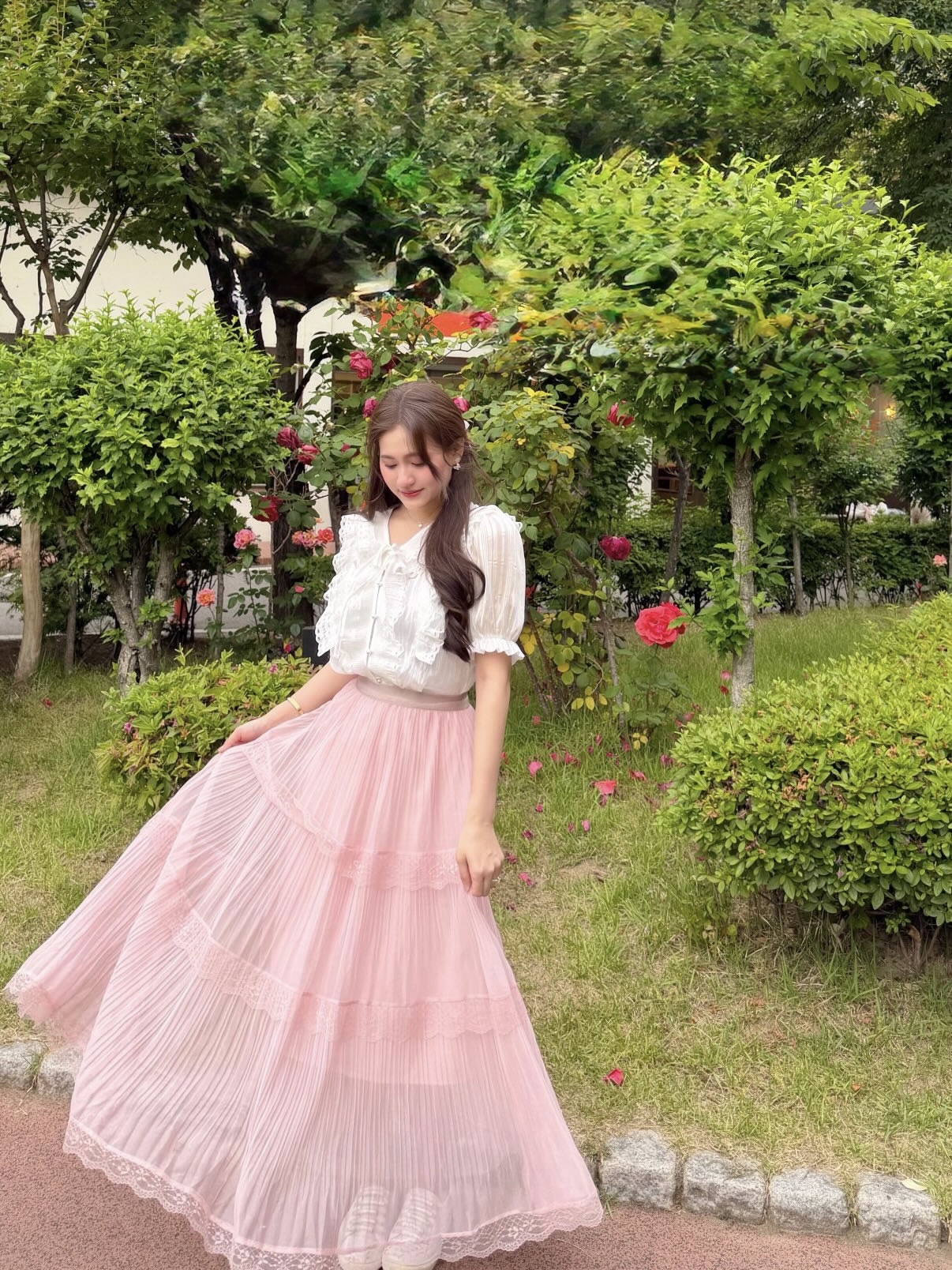 Romantic Lace Flowy Skirt