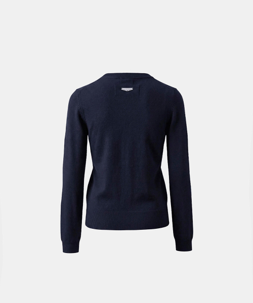Fine Merino Wool Knit Henley Neck - Navy